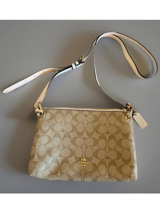 Coach Handbags - NWOT Coach Mia Crossbody Signature Canvas Chalk White Leather Bag 76646